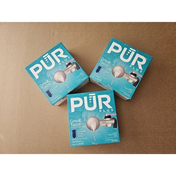 Lot Of 3 PUR Plus Faucet Filtration System Champagne - Picture 1 of 13